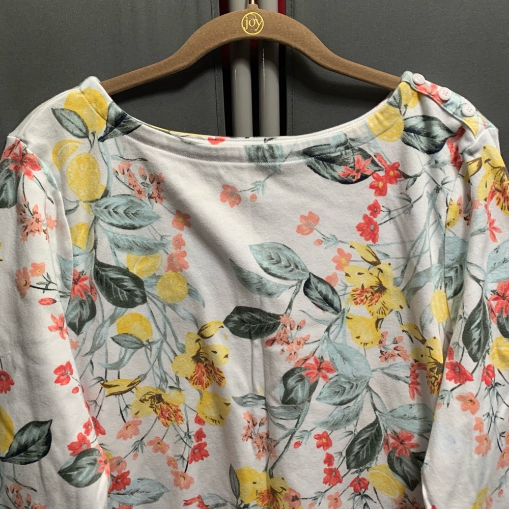B19 Women's Charter Club Shirt, XXL, White Floral Y2K - Picture 4 of 6
